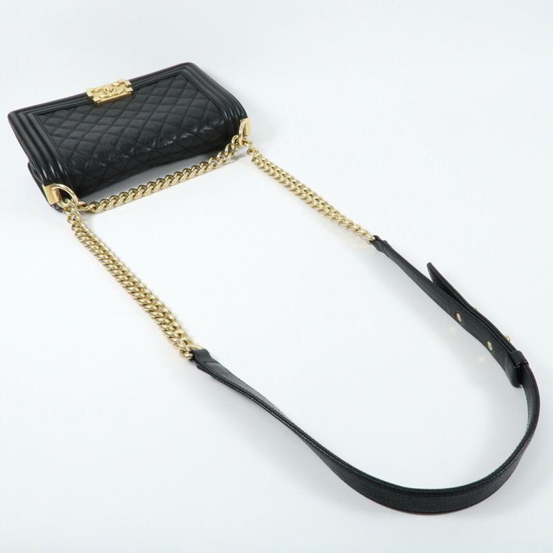 CHANEL 牛皮皮革Boy 25金扣鏈帶肩背袋-8