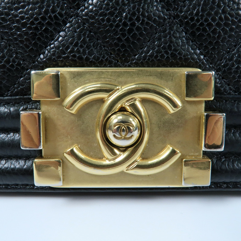 CHANEL 牛皮皮革Boy 25金扣鏈帶肩背袋-10