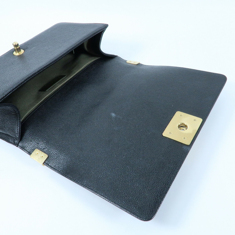 CHANEL 牛皮皮革Boy 25金扣鏈帶肩背袋-14