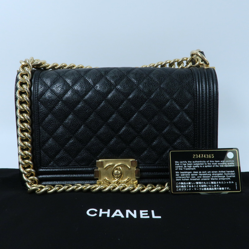 CHANEL 牛皮皮革Boy 25金扣鏈帶肩背袋-16