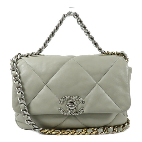 CHANEL 羊皮皮革Chanel 19鏈帶手挽肩背兩用袋