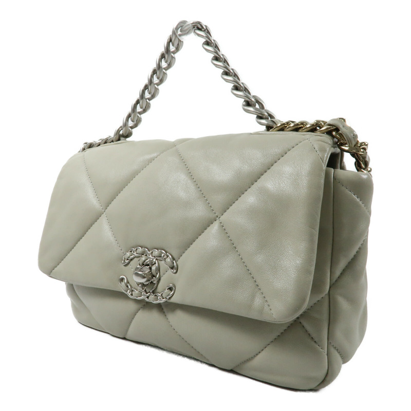 CHANEL 羊皮皮革Chanel 19鏈帶手挽肩背兩用袋-2