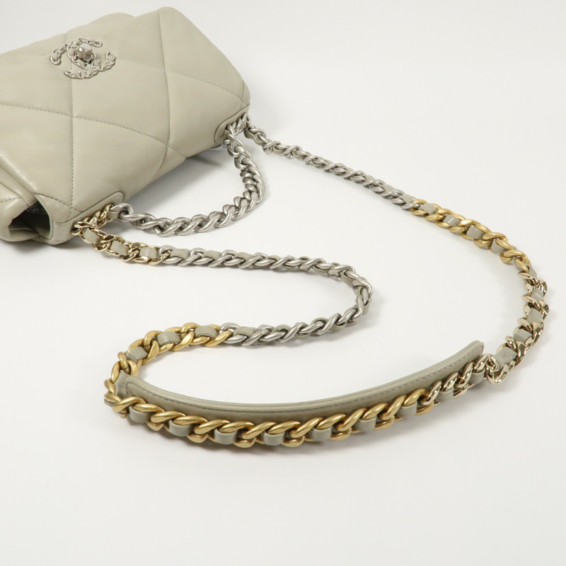 CHANEL 羊皮皮革Chanel 19鏈帶手挽肩背兩用袋-8