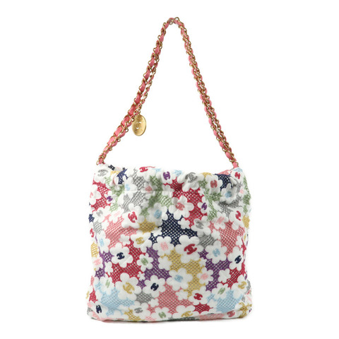 CHANEL 棉質Chanel 22 Small金扣鏈帶肩背袋