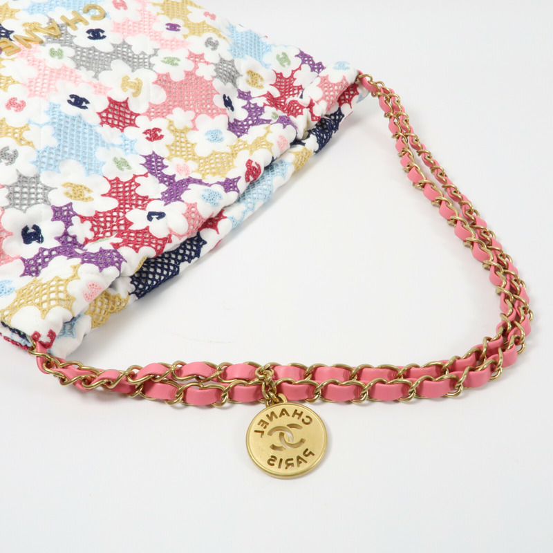 CHANEL 棉質Chanel 22 Small金扣鏈帶肩背袋-9