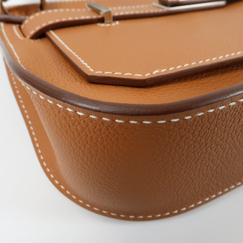 HERMES 【Hermes Fair】Evercolor皮革Mini Jypsiere銀扣肩背袋Gold-6