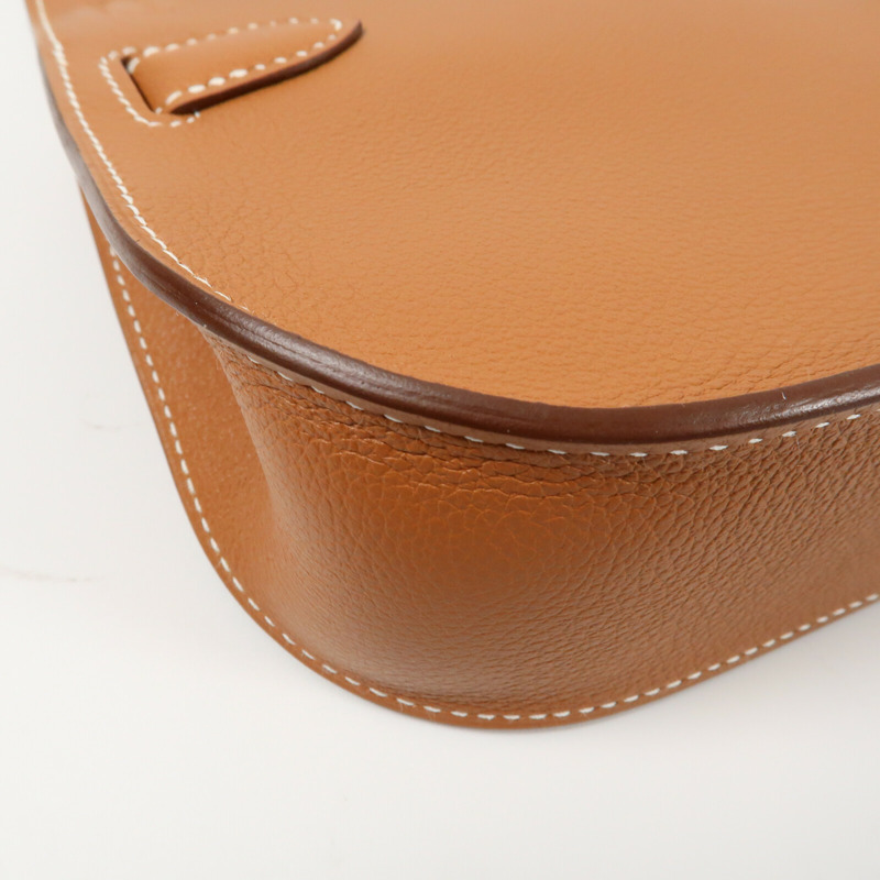 HERMES 【Hermes Fair】Evercolor皮革Mini Jypsiere銀扣肩背袋Gold-8