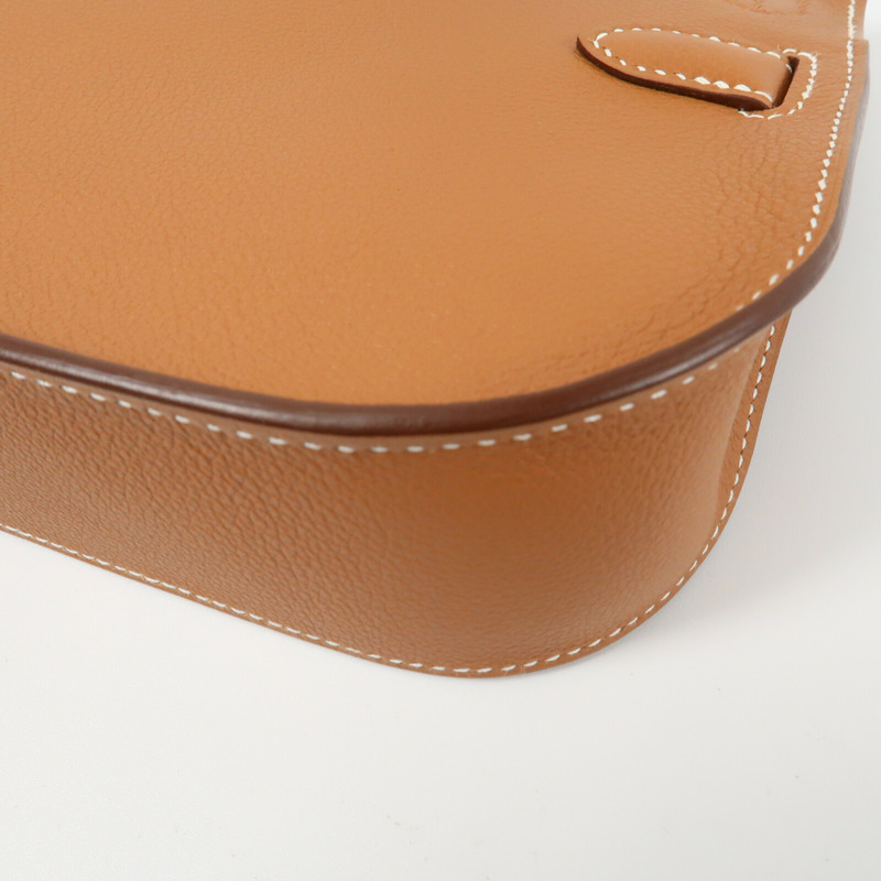 HERMES 【Hermes Fair】Evercolor皮革Mini Jypsiere銀扣肩背袋Gold-9