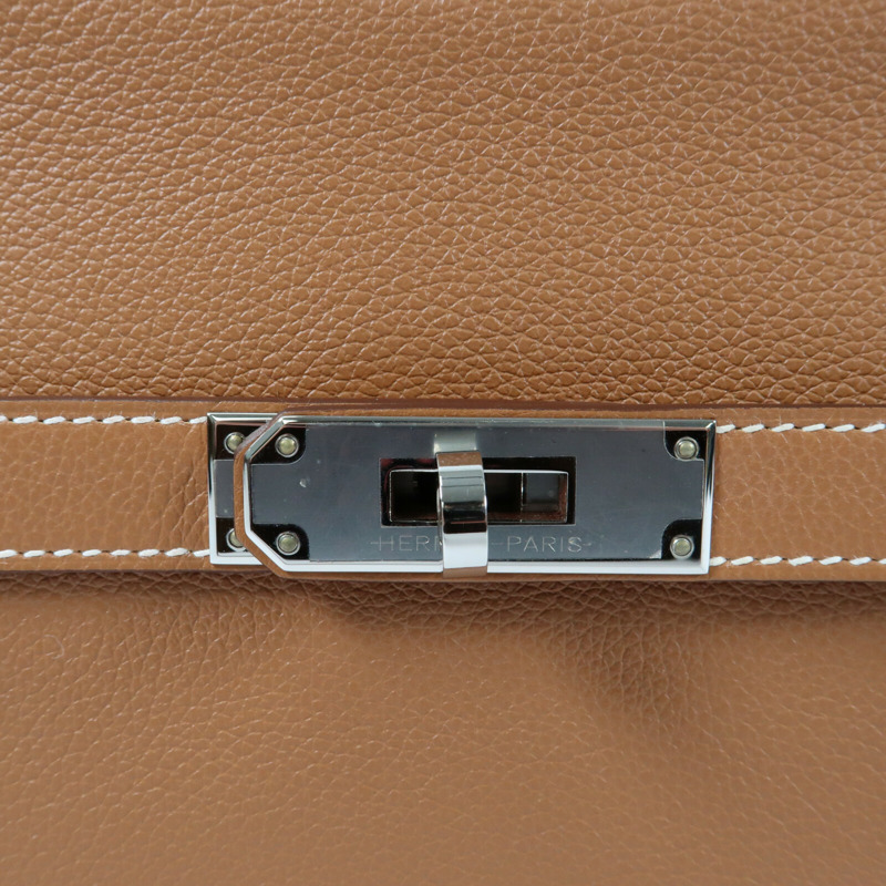 HERMES 【Hermes Fair】Evercolor皮革Mini Jypsiere銀扣肩背袋Gold-10