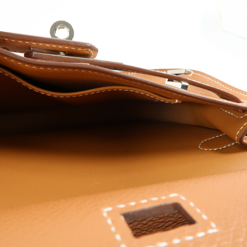 HERMES 【Hermes Fair】Evercolor皮革Mini Jypsiere銀扣肩背袋Gold-13