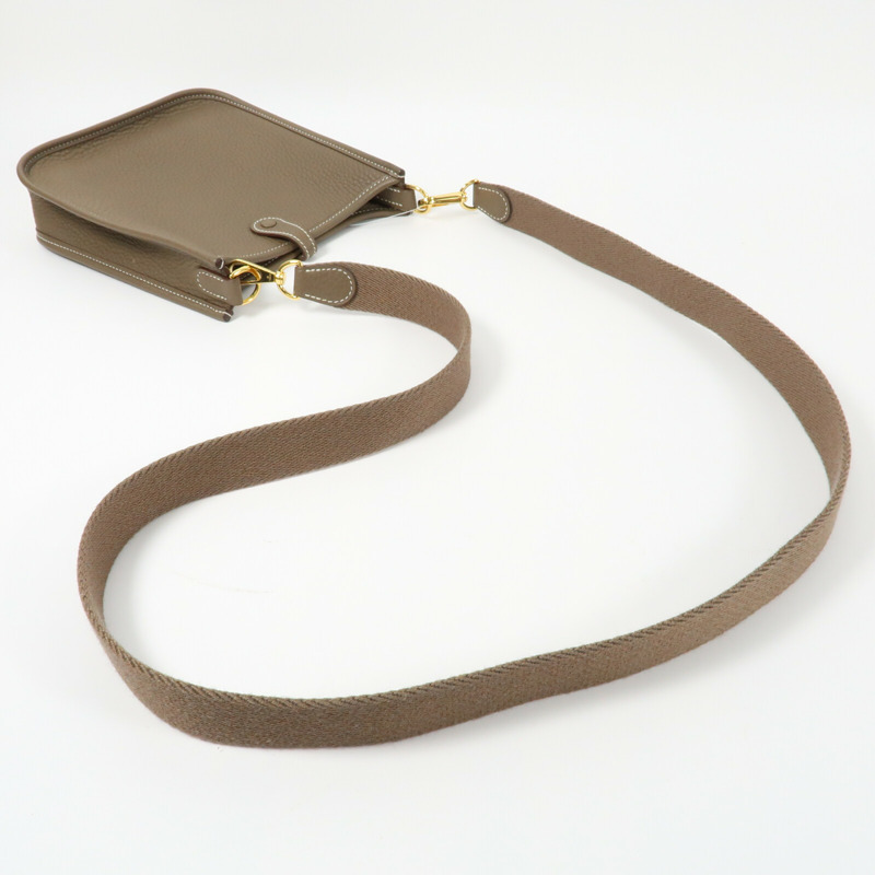 HERMES 【Hermes Fair】Clemence皮革Evelyne TPM金扣肩背袋Etoupe-11