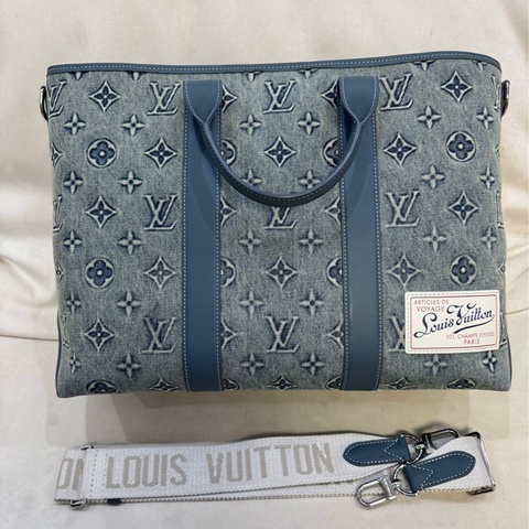 Lv 路易威登 Weekend Tote FW23系列 藍色水洗單寧托特牛仔手提單肩斜挎包
