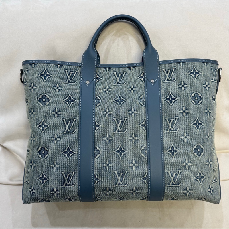 Lv 路易威登 Weekend Tote FW23系列 藍色水洗單寧托特牛仔手提單肩斜挎包-2