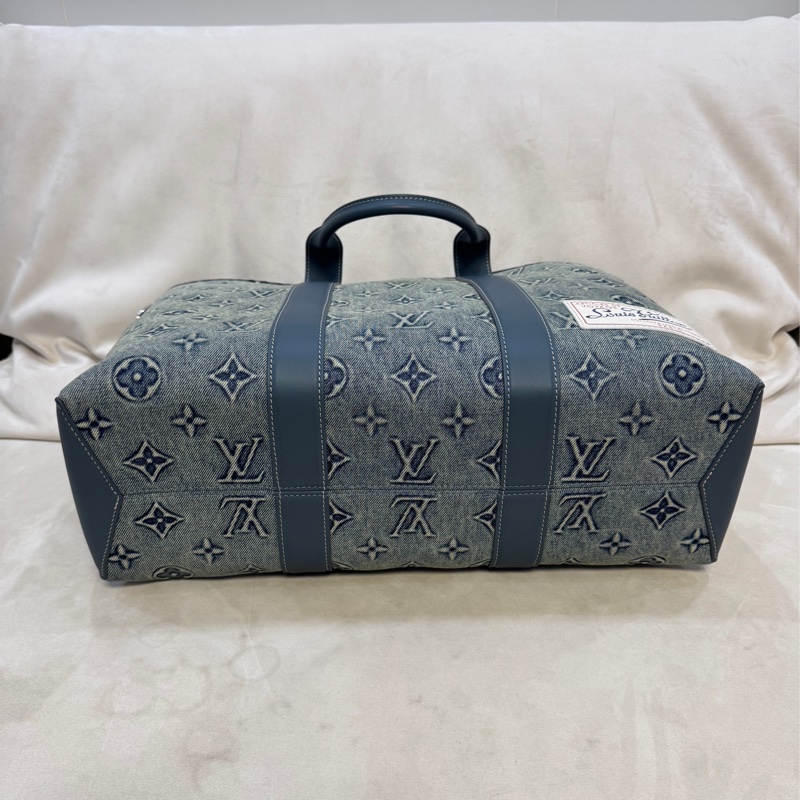 Lv 路易威登 Weekend Tote FW23系列 藍色水洗單寧托特牛仔手提單肩斜挎包-3