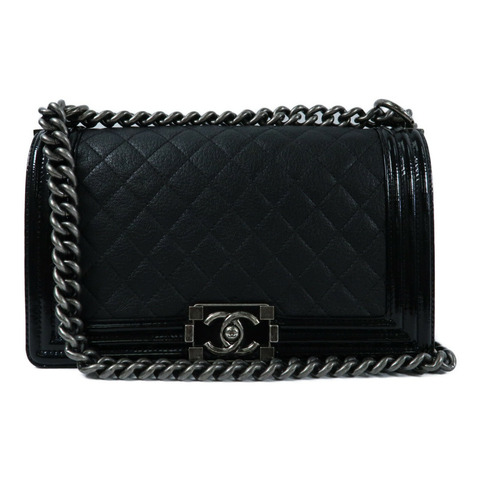 CHANEL 牛皮皮革Boy 25鏈帶肩背袋