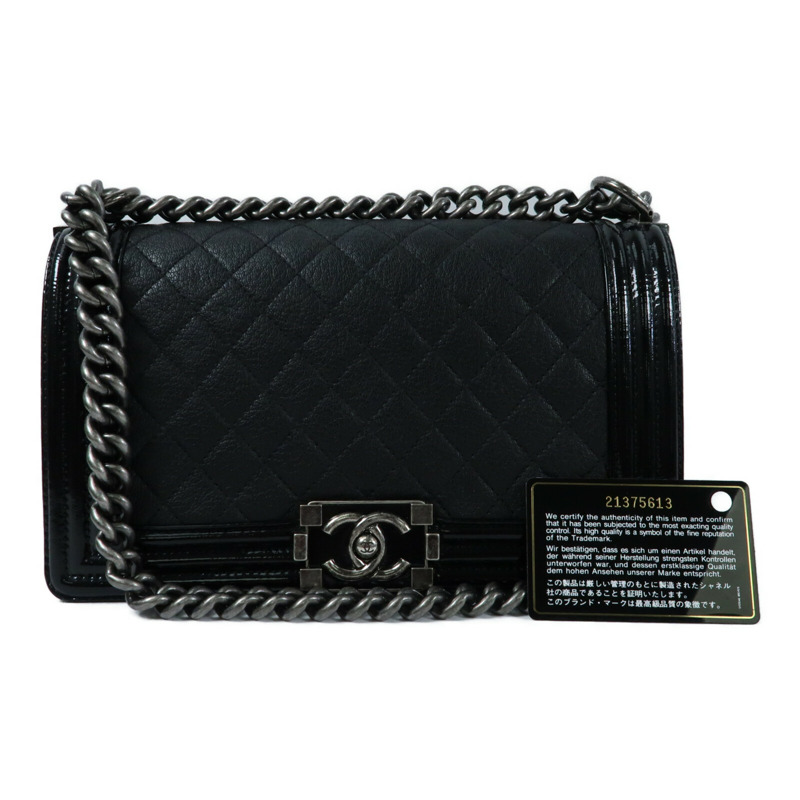 CHANEL 牛皮皮革Boy 25鏈帶肩背袋-15