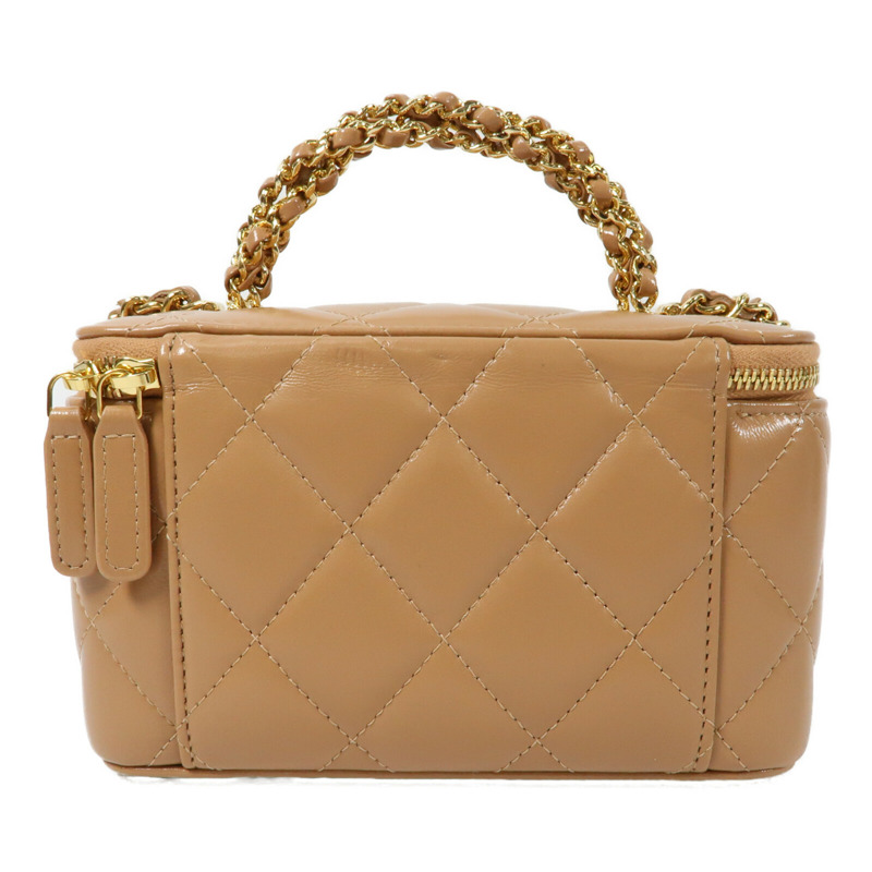 CHANEL 羊皮皮革Vanity Case金扣鏈帶手挽肩背兩用袋-1