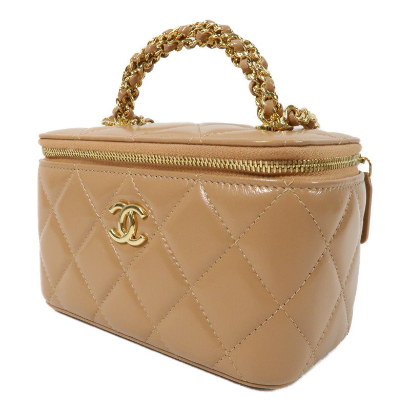 CHANEL 羊皮皮革Vanity Case金扣鏈帶手挽肩背兩用袋-2