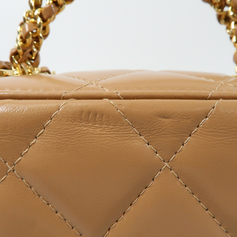 CHANEL 羊皮皮革Vanity Case金扣鏈帶手挽肩背兩用袋-3