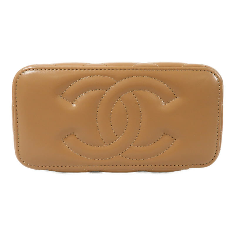 CHANEL 羊皮皮革Vanity Case金扣鏈帶手挽肩背兩用袋-4