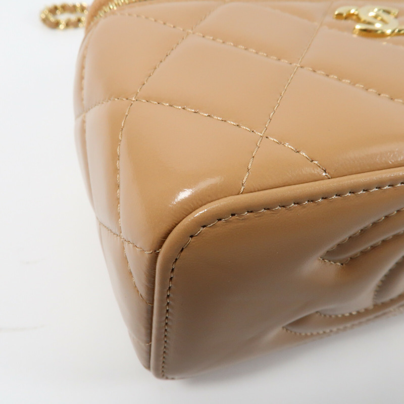 CHANEL 羊皮皮革Vanity Case金扣鏈帶手挽肩背兩用袋-5