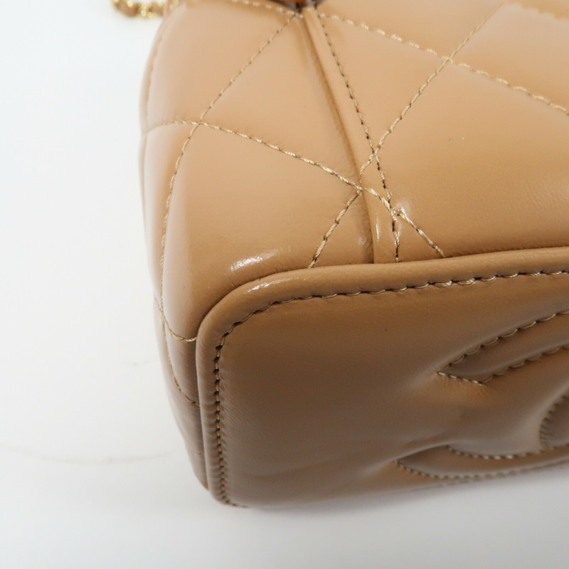 CHANEL 羊皮皮革Vanity Case金扣鏈帶手挽肩背兩用袋-7