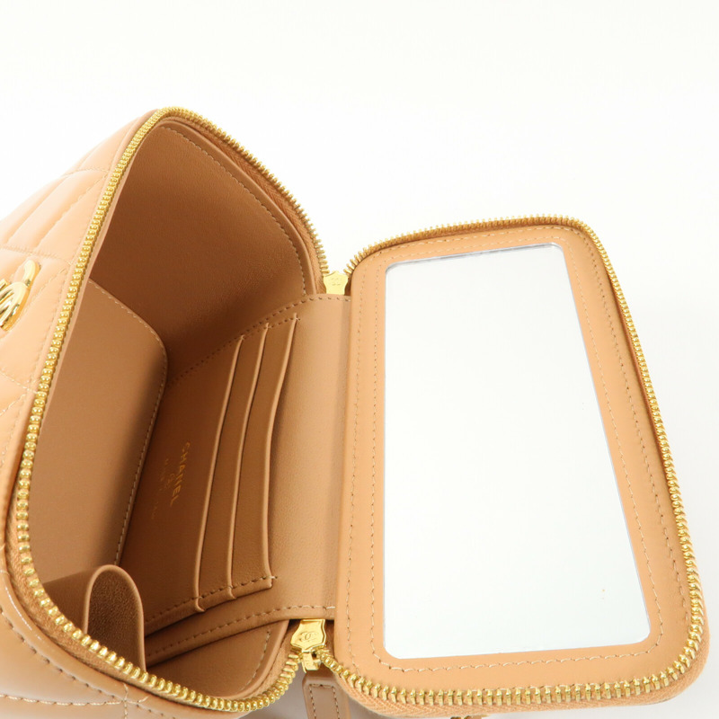 CHANEL 羊皮皮革Vanity Case金扣鏈帶手挽肩背兩用袋-12