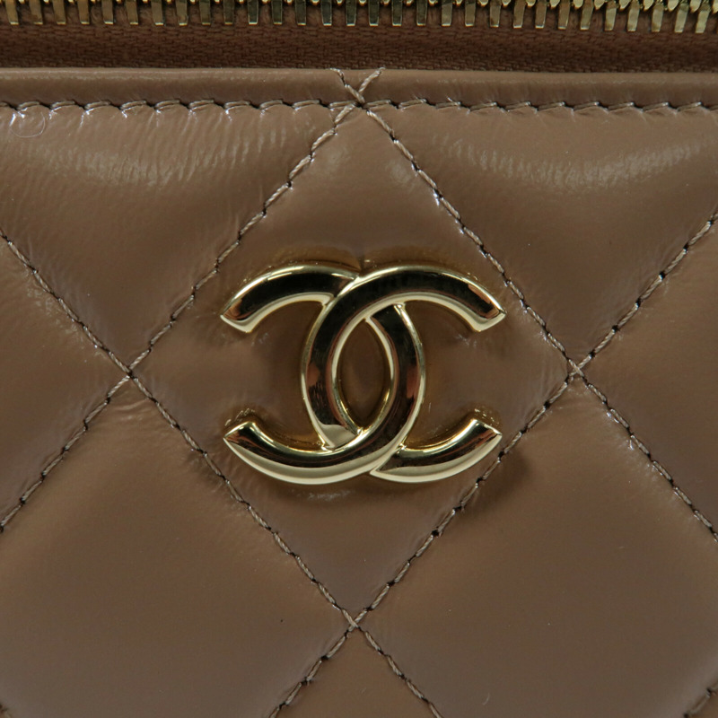 CHANEL 羊皮皮革Vanity Case金扣鏈帶手挽肩背兩用袋-13