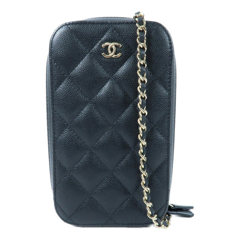 CHANEL 牛皮皮革Phone Bag金扣鏈帶肩背袋