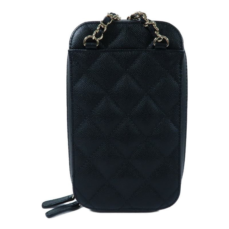CHANEL 牛皮皮革Phone Bag金扣鏈帶肩背袋-1