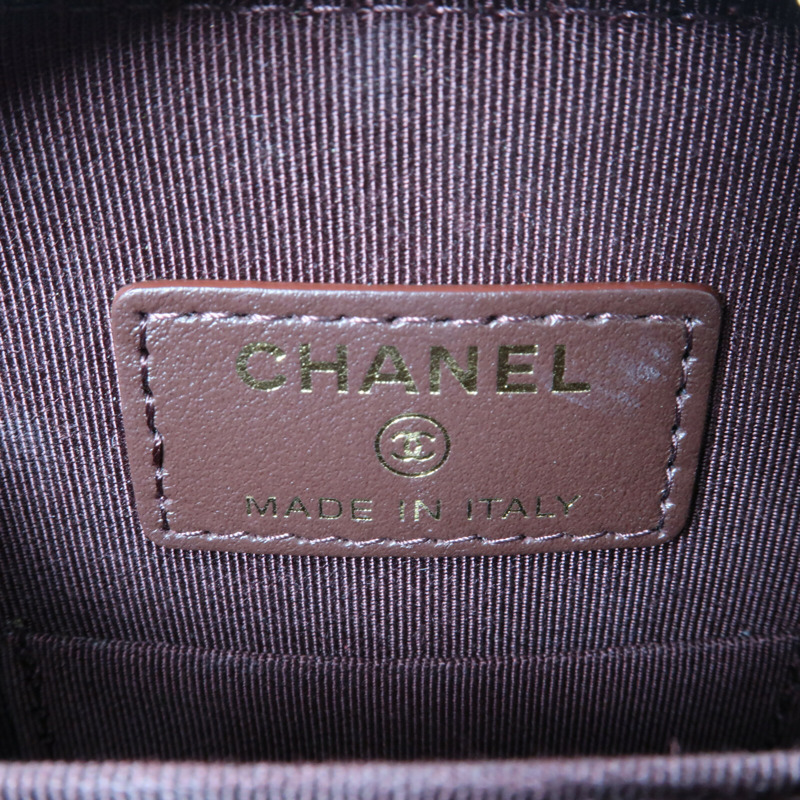 CHANEL 牛皮皮革Phone Bag金扣鏈帶肩背袋-12