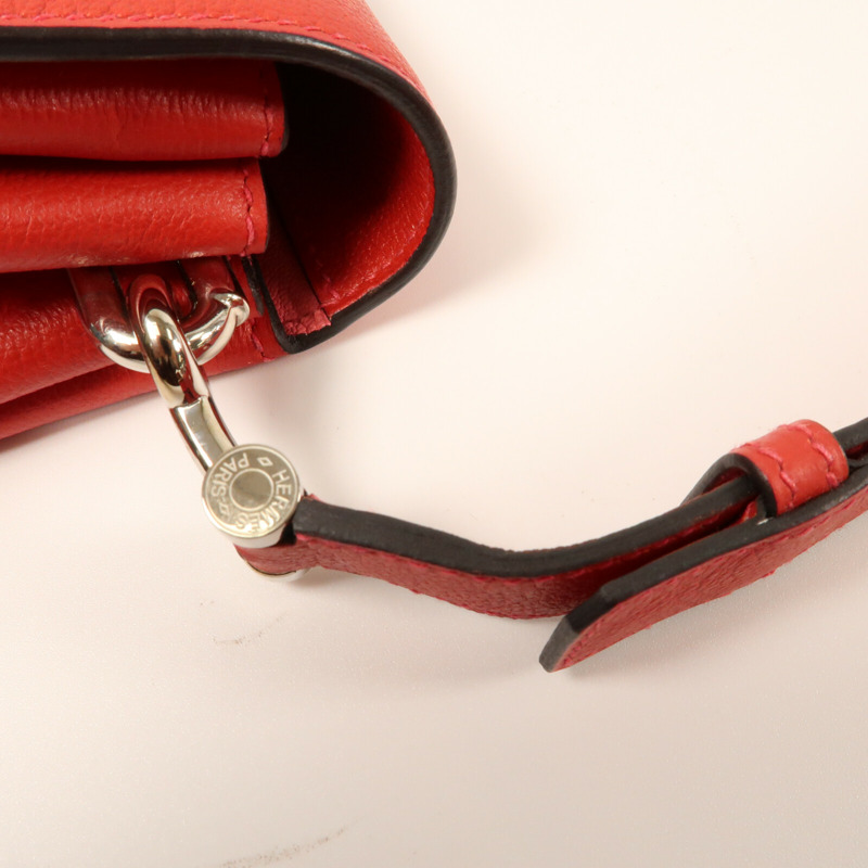 HERMES 【Hermes Fair】Novillo皮革Opli 28銀扣肩背袋Geranium/Rose Azalee-9