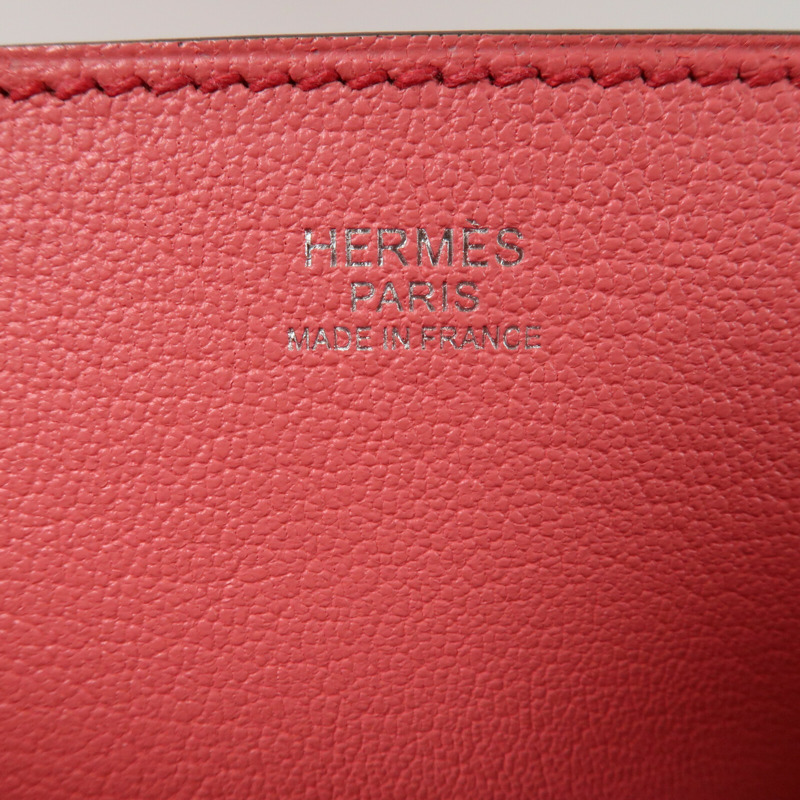 HERMES 【Hermes Fair】Novillo皮革Opli 28銀扣肩背袋Geranium/Rose Azalee-10