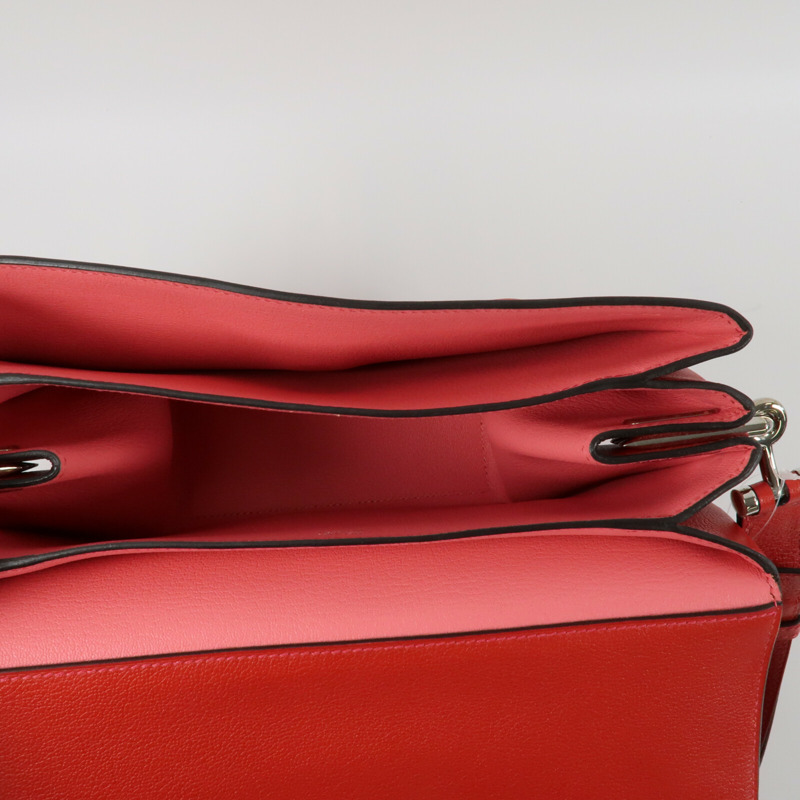 HERMES 【Hermes Fair】Novillo皮革Opli 28銀扣肩背袋Geranium/Rose Azalee-12