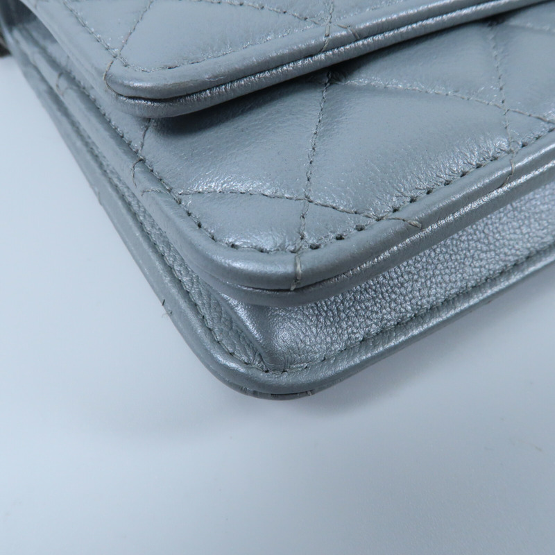 CHANEL 牛皮皮革WOC Wallet On Chain銀扣鏈帶肩背袋-4