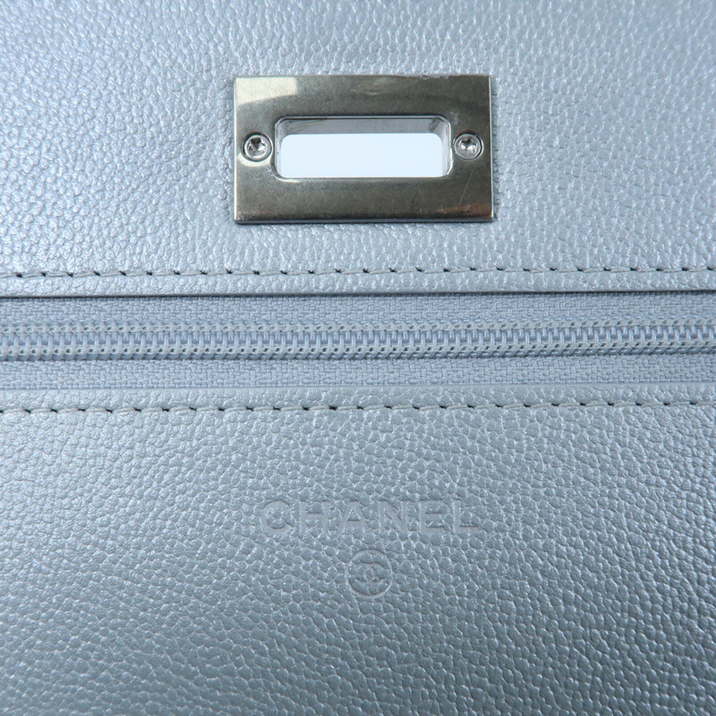 CHANEL 牛皮皮革WOC Wallet On Chain銀扣鏈帶肩背袋-12