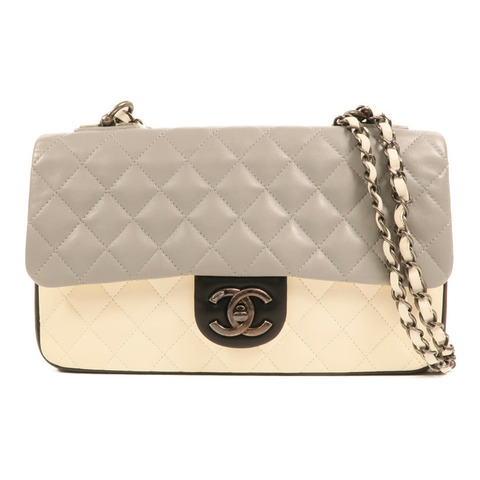 CHANEL 羊皮皮革Chain Shoulder銀扣肩背袋