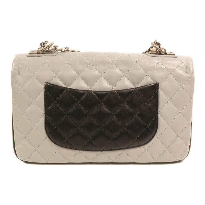 CHANEL 羊皮皮革Chain Shoulder銀扣肩背袋-1