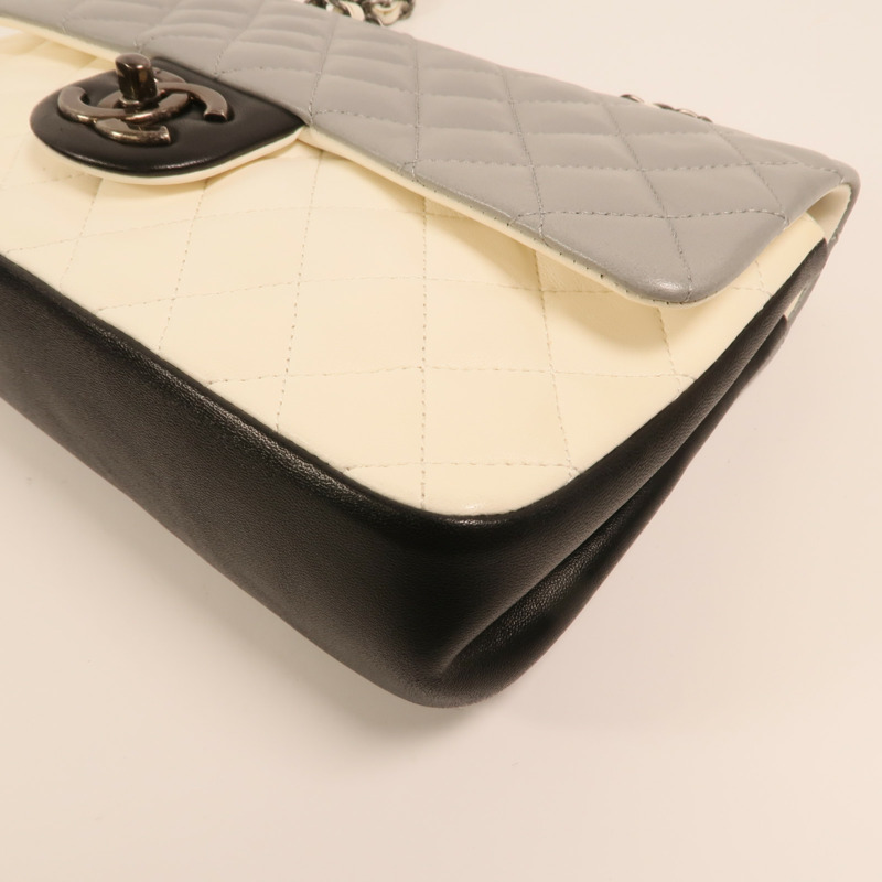 CHANEL 羊皮皮革Chain Shoulder銀扣肩背袋-13