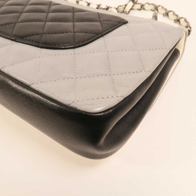 CHANEL 羊皮皮革Chain Shoulder銀扣肩背袋-15