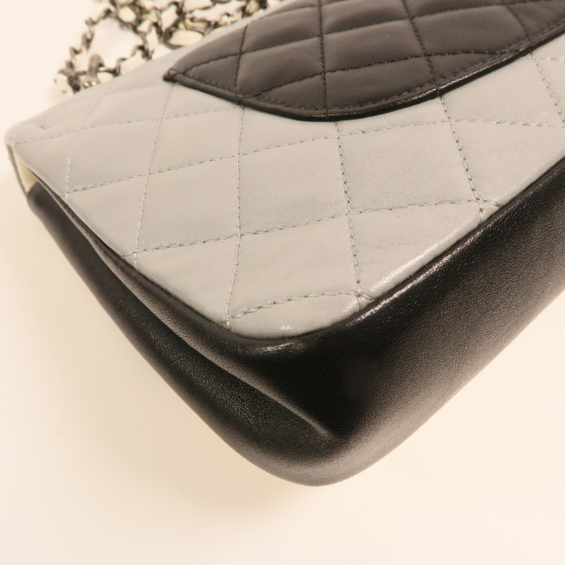 CHANEL 羊皮皮革Chain Shoulder銀扣肩背袋-16