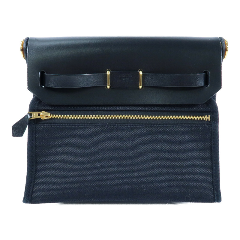 HERMES 【Hermes Fair】帆布Mini Herbag金扣肩背袋Noir-1