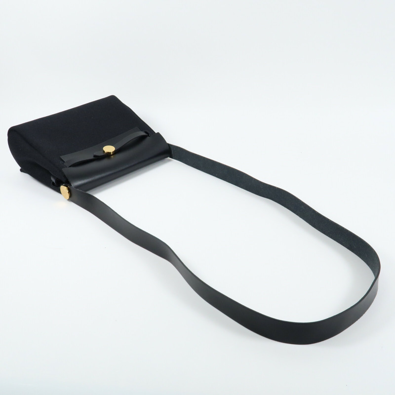 HERMES 【Hermes Fair】帆布Mini Herbag金扣肩背袋Noir-6