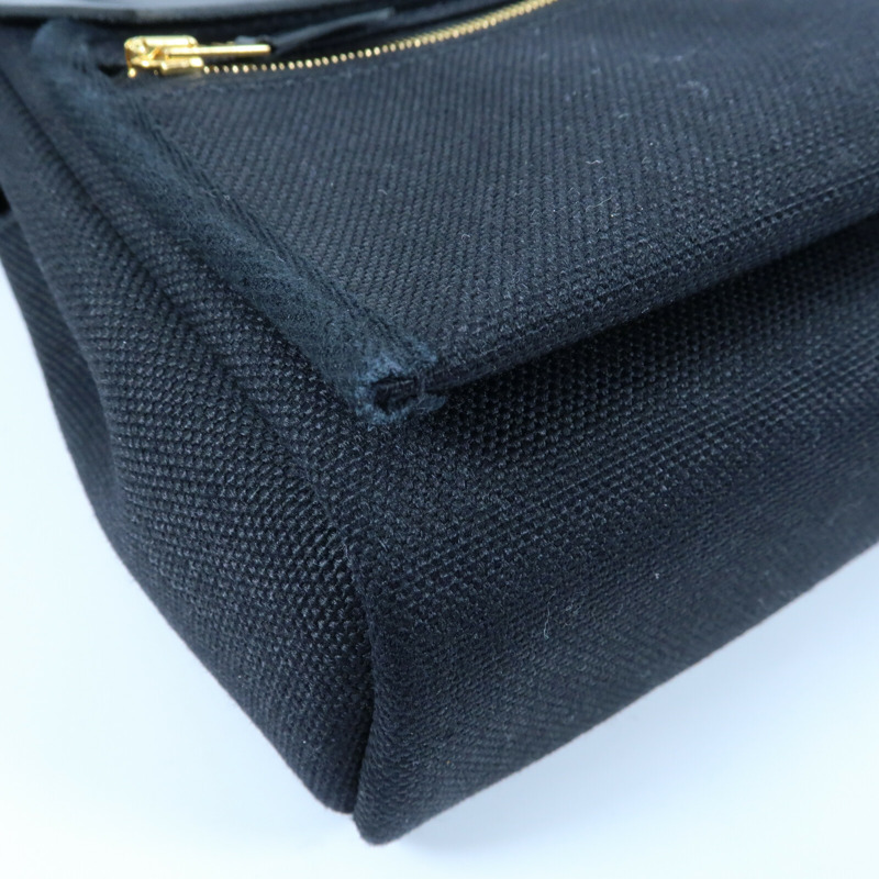 HERMES 【Hermes Fair】帆布Mini Herbag金扣肩背袋Noir-10