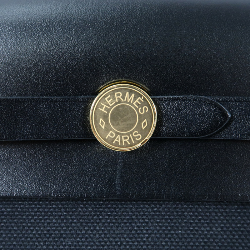 HERMES 【Hermes Fair】帆布Mini Herbag金扣肩背袋Noir-12