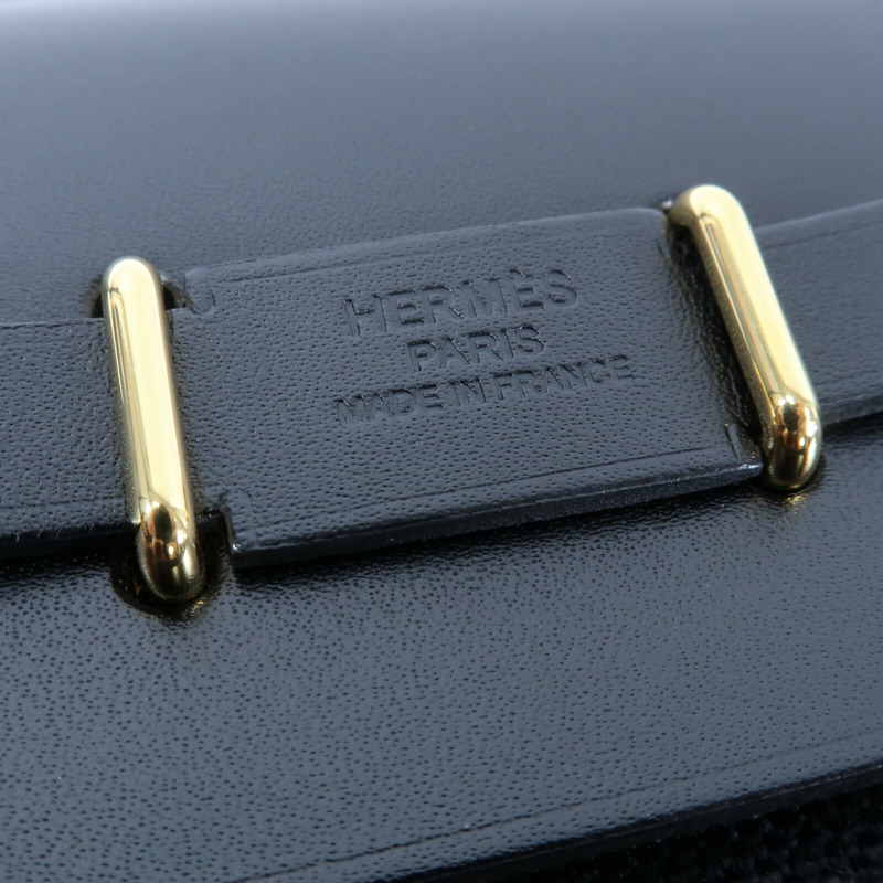 HERMES 【Hermes Fair】帆布Mini Herbag金扣肩背袋Noir-14