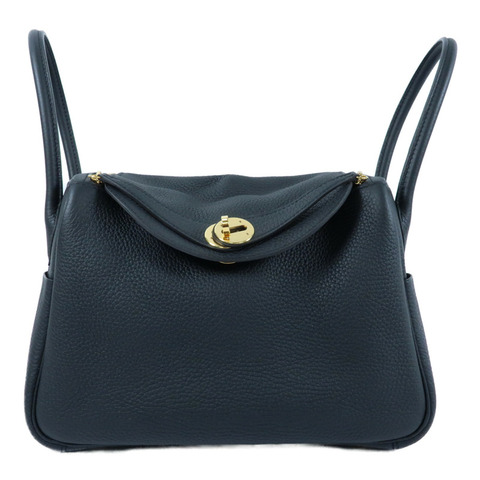 HERMES 【Hermes Fair】Clemence皮革Lindy 26金扣手挽肩背兩用袋Noir