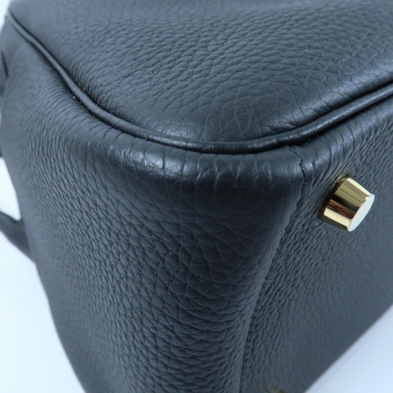 HERMES 【Hermes Fair】Clemence皮革Lindy 26金扣手挽肩背兩用袋Noir-4