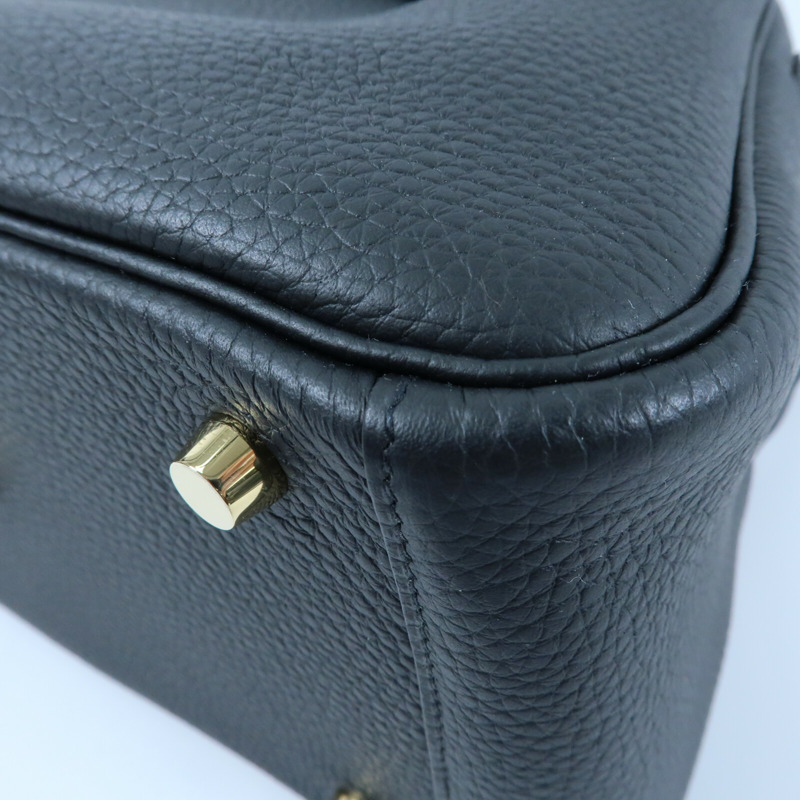 HERMES 【Hermes Fair】Clemence皮革Lindy 26金扣手挽肩背兩用袋Noir-5