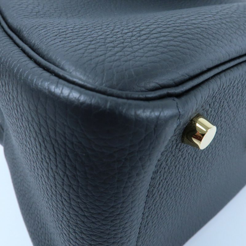 HERMES 【Hermes Fair】Clemence皮革Lindy 26金扣手挽肩背兩用袋Noir-6